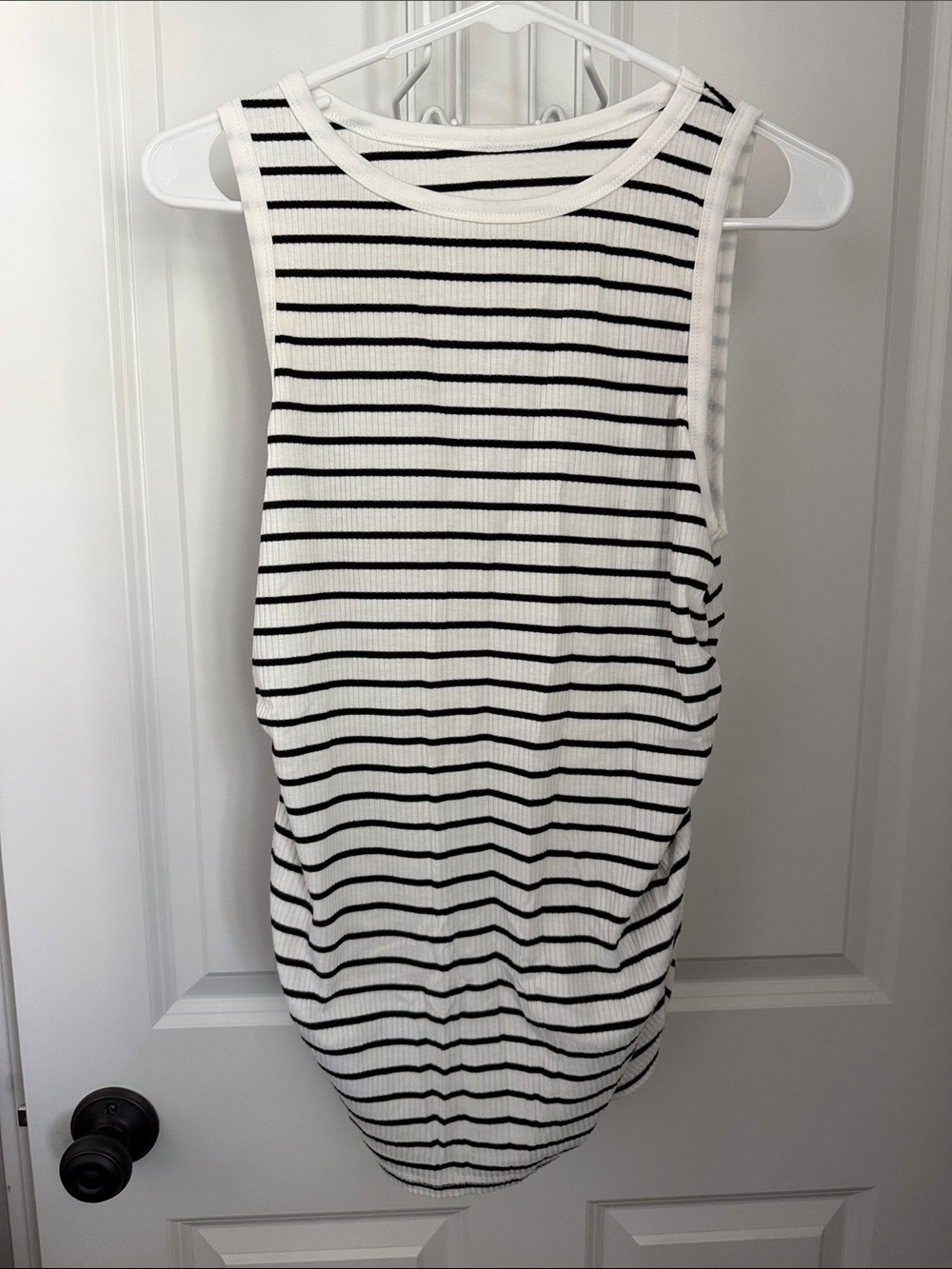Black and White Striped Maternity Tank Top